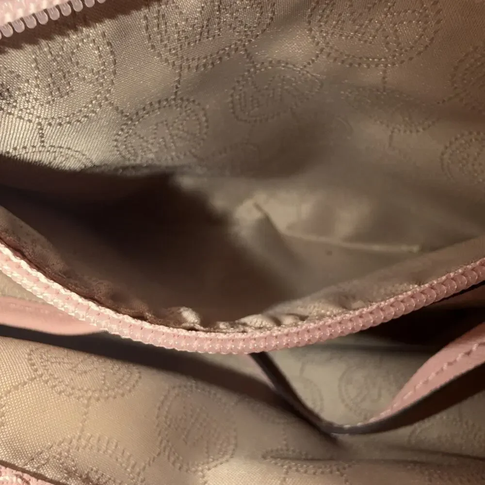 Michael Kors Pink Medium Satchel Top Handle Zip Adjustable Strap Logo Charm